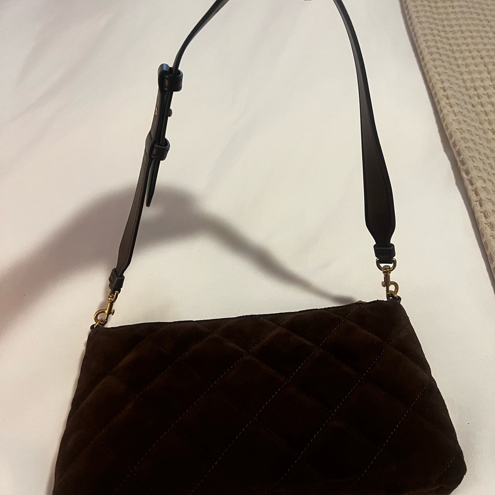 Tory Burch WILLA brown suede shoulder bag - Picture 13 of 13